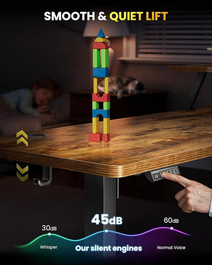 L-Shaped Standing Desk - 55 Inch Adjustable Corner Desk, Electric Sit-Stand Computer Table with Memory Controller for Home Office