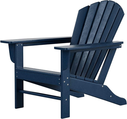 Costaelm Outdoor Adirondack Chair, HDPE Patio Chair, Weather Resistant Lawn Firepit Outside Chairs for Porch, Poolside, Garden, Backyard Deck, Navy Blue