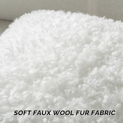 FUTEI Cream White Decorative Throw Pillow Covers 26x26 Inch Set of 2,Soft Fluffy Faux Wool Fur Boucle Textured Euro Pillow Shams,Modern Home Decor for Couch Bed Living Room Office