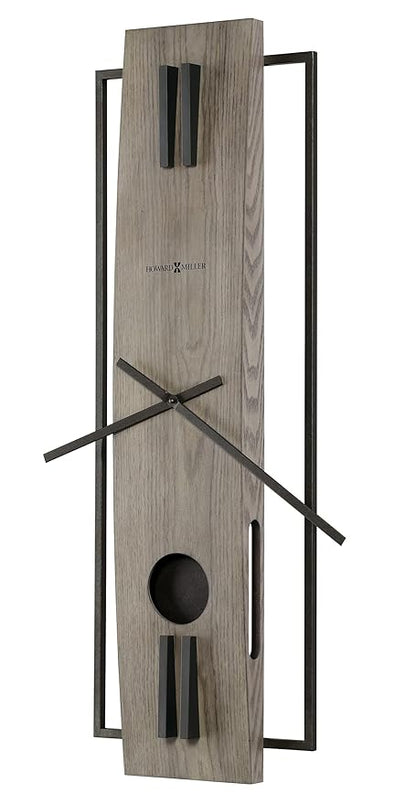 Howard Miller Harwood III Wall Clock, Gray Finish Analog Display Battery-Powered Quartz Movement, Black Pendulum Bob Battery Powered Wall Mount Best for Home Decor, Office & Dinning Room