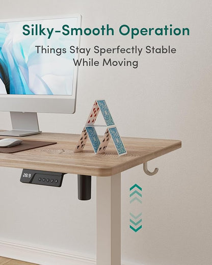 CubiCubi 48 x 24 Inches Electric Standing Desk, Height Adjustable Sit to Stand Desk, Home Office Table with Splice Board (Maple)
