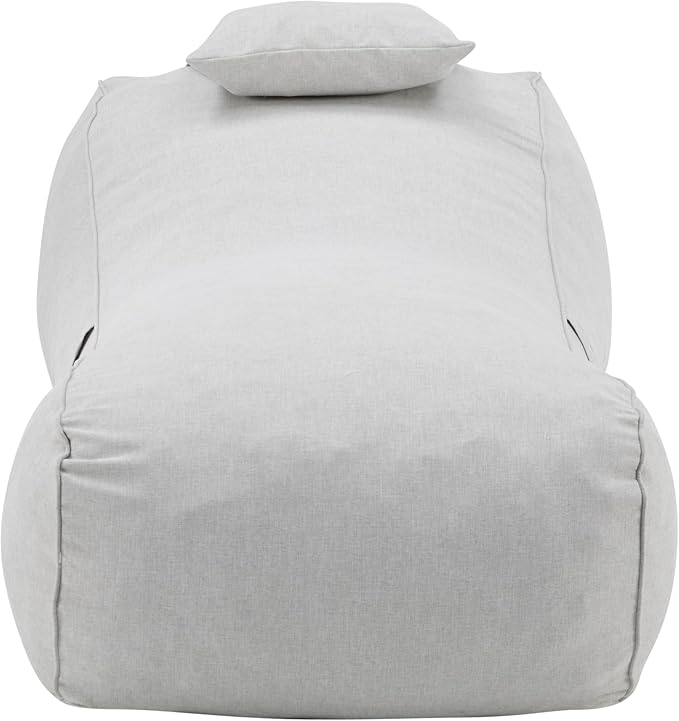 Christopher Knight Home Morton Outdoor Bean Bag Chair, Fabric Bean Bag Chair for Adults and Kids, Indoor/Outdoor Sun Lounger with Headrest, Patio Chaise Lounge Chair, Light Gray