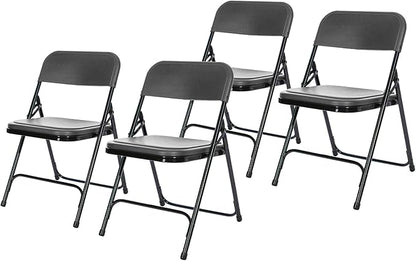 OEF Furnishings OEF800 Series Premium Heavy-Duty Plastic Folding Chairs, Lightweight, Durable Seating for Indoor and Outdoor Use, 500 lb Capacity (4-Pack, Gray Plastic with Black Frame)