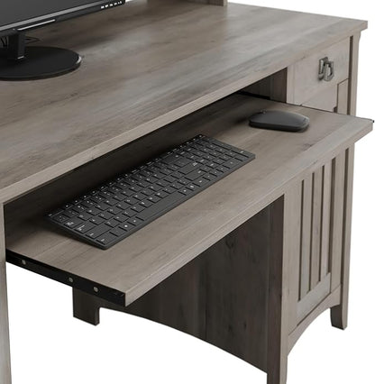 Bush Furniture Salinas Computer Desk with Hutch | Study Table with Drawers, Cabinets & Pullout Keyboard/Laptop Tray | Modern Home Office Desk in Driftwood Gray | Work Desk with Storage