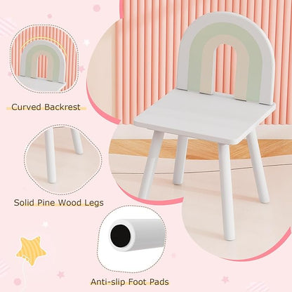 Costzon Kids Vanity, 2 in 1 Girls Vanity Set with Mirror, Drawers, Storage Shelf & Cabinet, Makeup Vanity Desk Dressing Table, Kids Vanity Table and Chair Set for Little Girls (White)