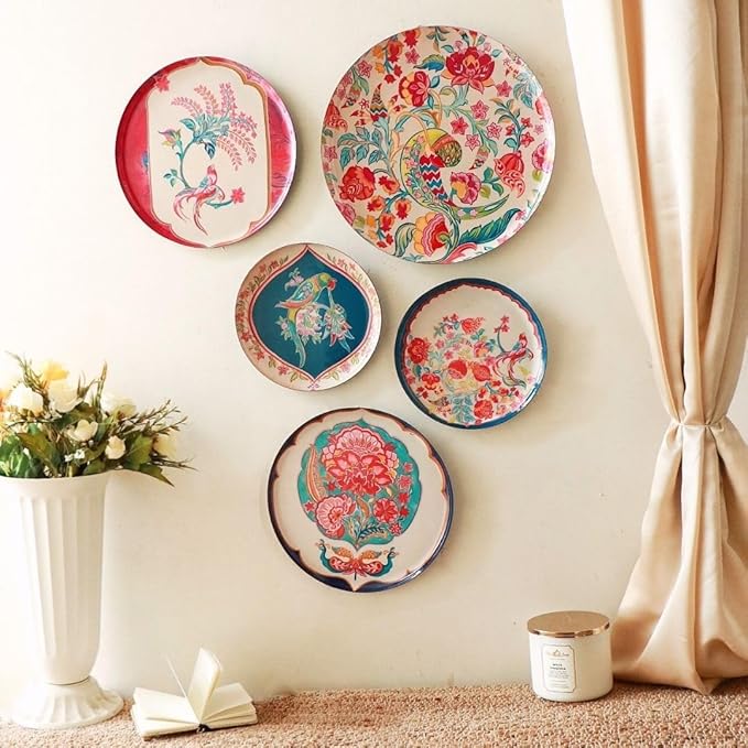 RITUALISTIC Birds of Paradise Iron Wall Art Plates – Set of 5 Decorative Plates | Floral & Nature-Inspired Metal Wall Decor | Wall Hanging for Living Room & Home Aesthetic Accent | Christmas gifts