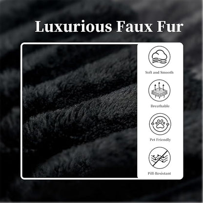 135.4" Large Cloud Modular Sectional Sofa with L-Shape Chaise, Deep Seat Upholstered Couches for Living Room，No Assembly Required, Corduroy Pet-Friendly Fabric (Black, Right Facing Chaise)