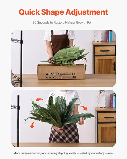 VEVOR Artificial Ferns, Natural Spread Diameter 41 Inch, Large Hanging Fake Boston Ferns, Sunlight Resistant Fake Plant Wall Decor with 80 Branches and Flowerpot, Faux Fern for Home Office Outdoor