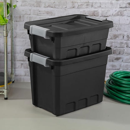 Sterilite 12-Pack Plastic Storage Bins with Lids, Stackable Containers, 4 Gallon, Black