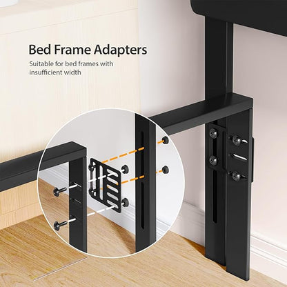 Full/Queen Size Upholstered Velvet Headboard, Adjustable Head Boards with LED Light & Charging Station, Bed Headboard Only, Attach Frame, Study & Comfortable, Ideal for Bedroom, Dorm, Black