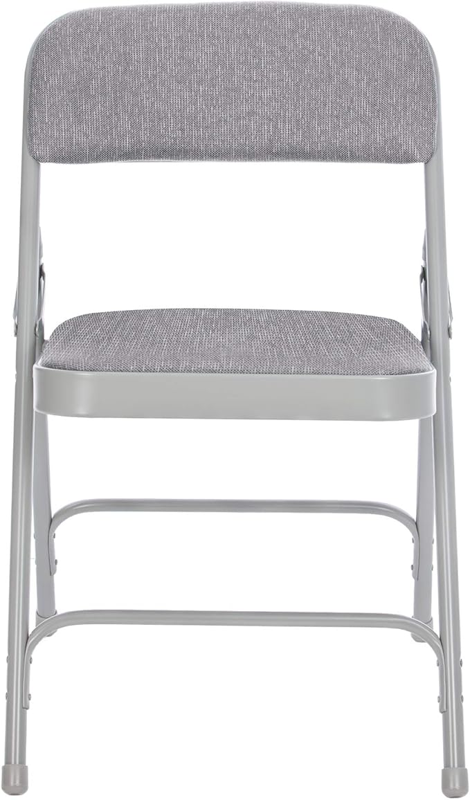 OEF Furnishings OEF2200 Series Heavy-Duty Premium Fabric Padded Upholstery Double-Hinged Folding Chairs (4-Pack, Slate Gray)