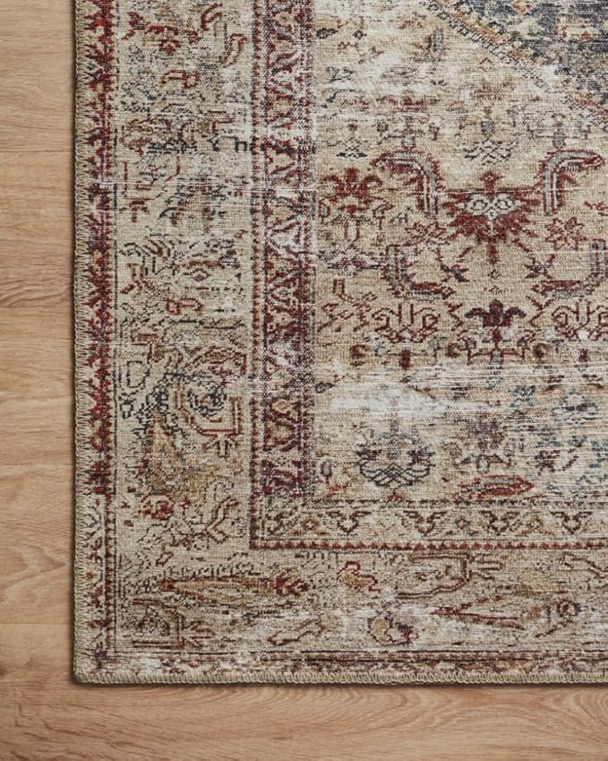 Loloi Amber Lewis Georgie Collection GER-04 Teal/Antique 3'-9" x 5'-6", .19" Pile Height, Accent Rug