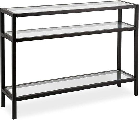 Henn&Hart 42" Wide Rectangular Console Table in Blackened Bronze, Entryway Table, Accent Table for Living Room, Hallway