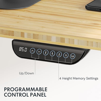 FLEXISPOT E6 MAX Bamboo 78x30 Inch Dual Motor 3-Stage Heavy Duty Standing Desk, 330lbs Weight Capacity, Height Adjustable Desk w/Cable Management & Wheels (Solid Bamboo Desktop + White Frame)
