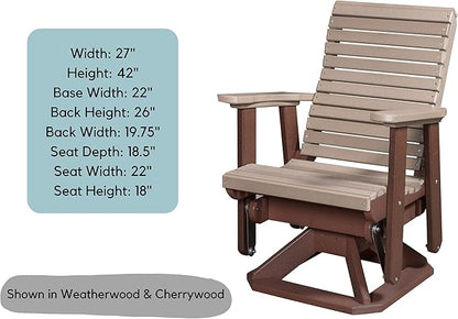 DutchCrafters Modern Horizontal Slat High Back Poly Glider Chair Outdoor Patio Furniture (Black & Aruba Blue)