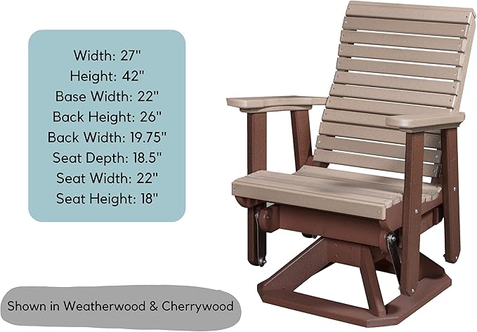 DutchCrafters Modern Horizontal Slat High Back Poly Glider Chair Outdoor Patio Furniture (Black & Blue)