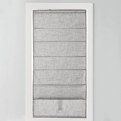 Madison Park Kyler Cordless Roman Shades - Single Panel, Lightweight Linen Blend Fabric, Natural Design, Easy Installation, Light Filtering Window Blind, Bedroom, Living Room Decor 29" W x 64" H Grey