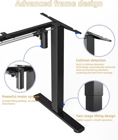 YIHAYO Standing Desk Frame, DIY Workstation, Frame Only, Adjustable Desk with Memory Smart Pannel, Computer Table for Home Office (Black)