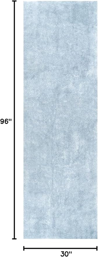 nuLOOM 2' x 8' Cozy Plush SuperiorWash Area Rug, Machine Washable, Non-Slip, Soft Fluffy Shag Carpet for Living Room Bedroom Kids Room Nursery Home Decor, Loni Light Blue