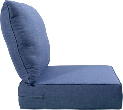 Luxury 24x24x6 Inch Outdoor Deep Seat Cushions Set of 6 - Comfortable Patio Zipper Chair Cushion for Outside Wicker Dining Rocking Swivel Chairs Loveseat Couch Sectional Sofa - Navy Blue