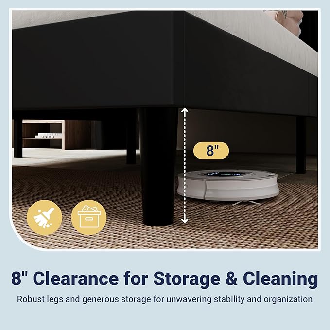 Allewie Queen Size Platform Bed Frame with USB Charging Station and Storage Shelf/Upholstered Velvet Wingback Headboard/Wooden Slats Support/No Box Spring Needed/Easy Assembly, Black