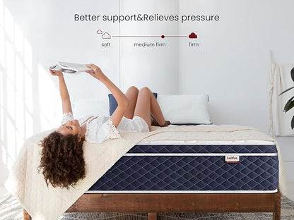 Twin Mattress 12 Inch, Hybrid Mattress in a Box, Individual Pocket Spring with Motion Isolation, Personalized Support &Zoned Pressure Relief, Certified Safe Memory Foams, Medium Firm Feel