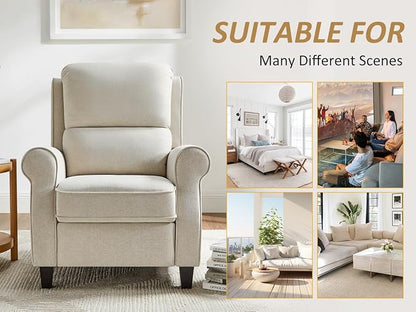Recliner Chair for Living Room, Modern Reclining Sofa Home Theater Seating with Upholstered Push Back, Mid-Century Reclining Armchair with Lumbar Support, Bedroom, Reading Nook, Office, Set of 2