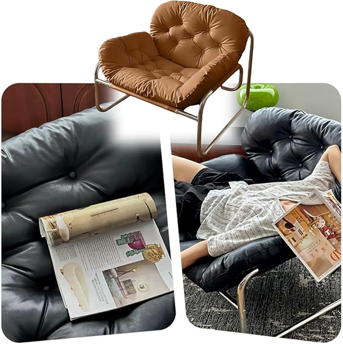 Thick Cushioned Recliner Sofa, Lazy Chair with Upholstery and Footrest, for Living Room, Bedroom, Dorm Brown B