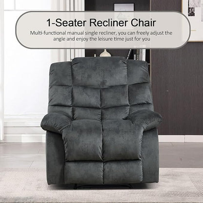 CANMOV Manual Reclining Sofa Set,2 Pieces Sofa Furniture Set for Living Room, Manual Recliner Chair and Recliner Loveseat with Arms for Living Room, Bedroom, Grey(1+2)