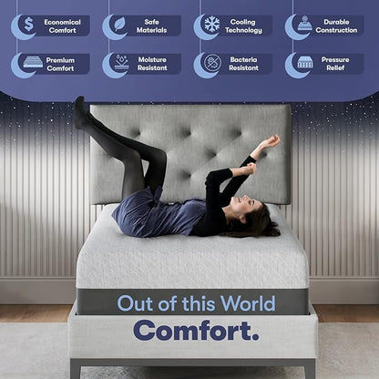 Celestial Sleep Gel Memory Foam Mattress in a Box, Made in The USA, CertiPUR-US® Certified Foam, Oeko-Tex, and Fiberglass-Free Certified Bed, 10 inch Medium - TwinXL