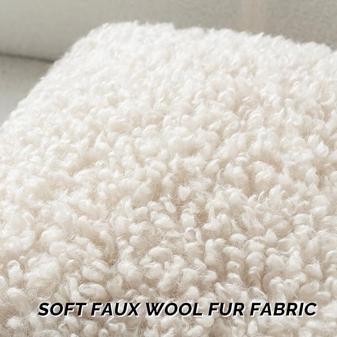 FUTEI Beige Decorative Throw Pillow Covers 24x24 Inch Set of 2,Soft Fluffy Faux Wool Fur Boucle Textured European Cushion Case,Modern Home Decor for Couch Bed Living Room Office