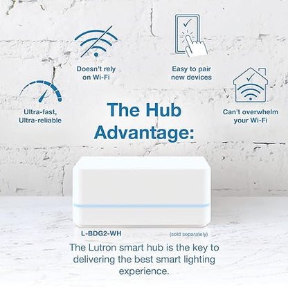 Lutron Caseta Original Smart Light Switch (Lutron Smart Hub Required), for Home, LED, and Fans, 6 Amp, Single-Pole/3-Way, Neutral Required, PD-6ANS-LA-2-Pack, Light Almond, 2 Pack