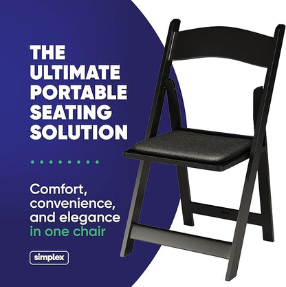 500 Black Resin Stackable Folding Chair - Comfortable Black Foldable Chair - Folding Chairs with Padded Seats - Indoor/Outdoor Folding Chairs for Events - Lightweight Foldable Chairs (500 Pack)