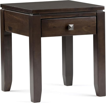 SIMPLIHOME Cosmopolitan SOLID WOOD 18 inch Wide Square Contemporary End Side Table in Mahogany Brown for the Living Room and Bedroom