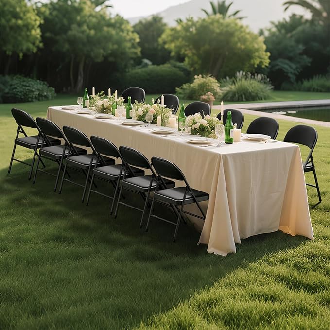 8 Pack Black Folding Chairs with Padded Cushion for Outside, Portable Stackable Commercial Metal Foldable Chairs with Steel Frame for Home Events Office Wedding Party, 350lbs Capacity