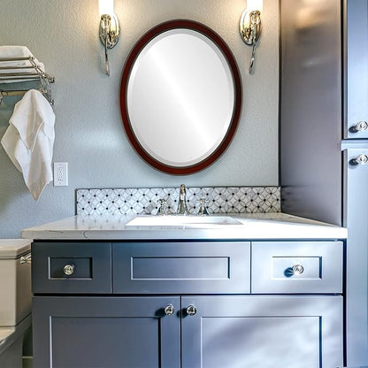 OVALCREST Oval Beveled Wall Mirror for Home Decor - Toronto Style - Rosewood - 26" x 20"