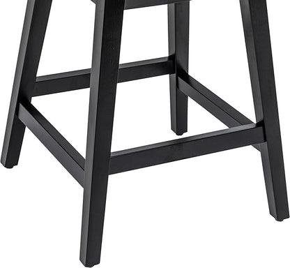Bar Stools Set of 2, 26 Inch Upholstered Barstools with 13.8" High Back and Footrest, Swivel Counter Height Barstools for Kitchen Island Home Bar Performance Fabric Black