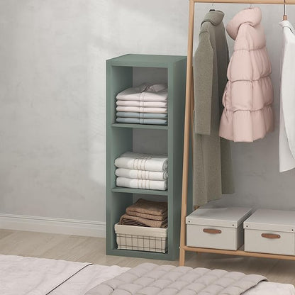 Furinno Cubic Closet Organizers and Storage, 3-Cube Closet Organizer, Open Shelf Closet Storage, Extra Thick Frame for Wardrobe, Bedroom, Living Room, Sage Green