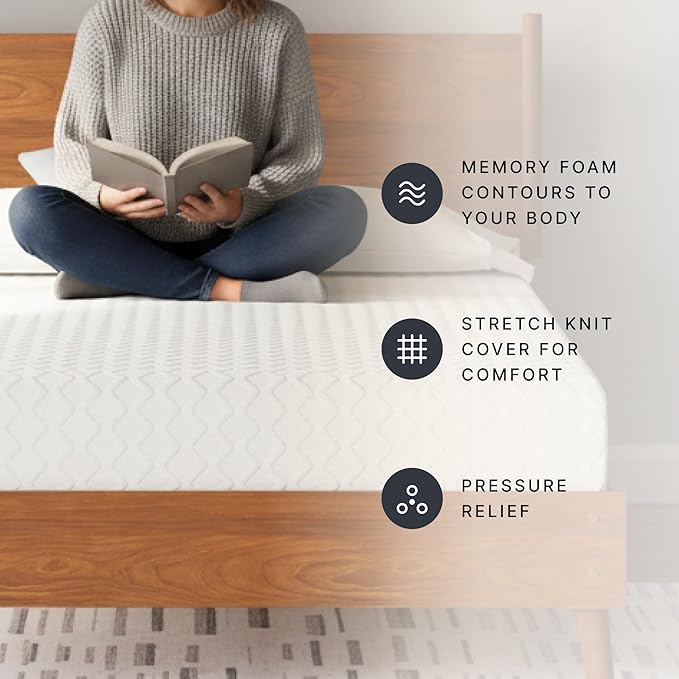 Signature Design by Ashley Chime Memory Foam 12" Queen Mattress with Thick Memory and Support Foam for Pressure Relief, Fiberglass Free, Mattress In A Box
