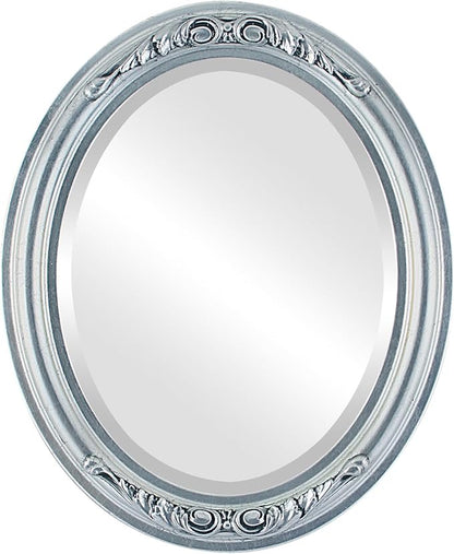 OVALCREST Oval Beveled Wall Mirror for Home Decor - Florence Style - Silver Leaf with Black Antique - 20" x 16"
