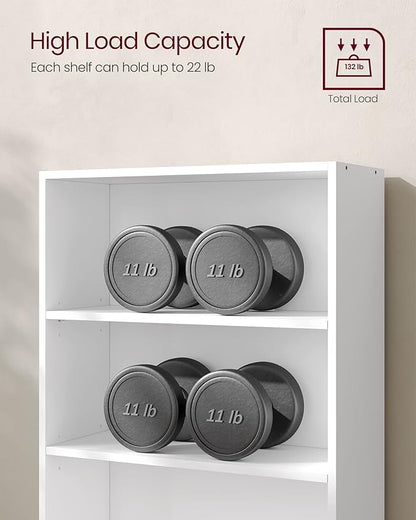 VASAGLE Set of 2 Bookshelves, 23.6 Inches Wide, 5-Tier Open Bookcases with Adjustable Storage Shelves, Floor Standing Units, Cloud White ULBC165T14-2