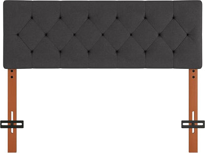 Upholstered Full Headboard, Full Size Headboard Only for Bed Frame from 42”-55”, Adjustable Height Full headboard with Durable Wood Legs, Fabric Bed Headboard in Modern Button Design, Dark Grey