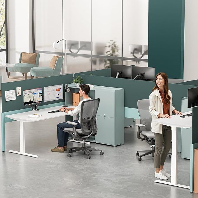 3 Stages Dual Motor Electric Standing Desk with One Piece Desktop, 48 x 24 Inch Adjustable Height Sit to Stand Up Desk for Home Office, Work & Study, Black Frame & Black Desktop (2 Packages)