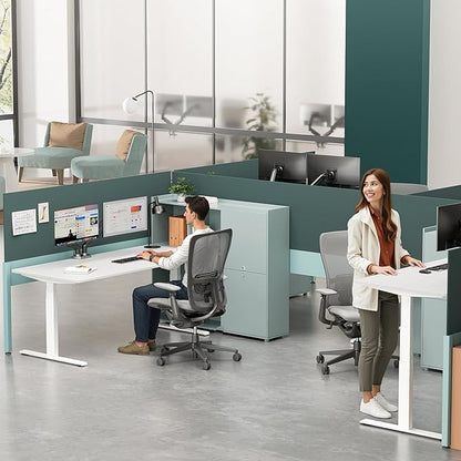 3 Stages Dual Motor Electric Standing Desk with One Piece Desktop, 48 x 24 Inch Adjustable Height Sit to Stand Up Desk for Home Office, Work & Study, Black Frame & Black Desktop (2 Packages)