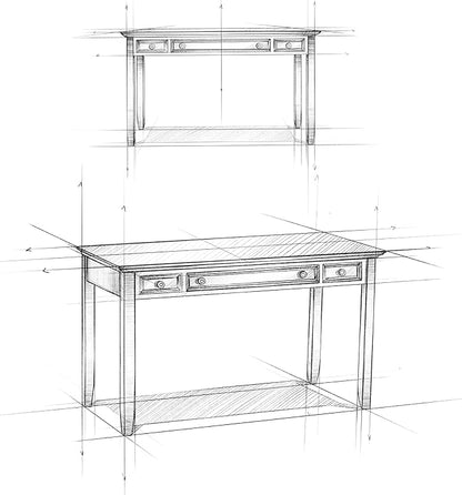 SIMPLIHOME Amherst Desk - 54-Inch Wide Solid Wood Writing Desk in Hickory Brown, Transitional Home Office Computer Table for Workspace or Study with 2 Drawers and Flip-Down Keyboard Tray