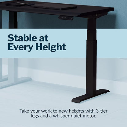 Vari ComfortEdge 40x26 Inch Adjustable Standing Desk – Small Electric Sit Stand VariDesk for Apartment, Bedroom, or Home Office + Beveled Edge, Tool-Free Assembly (Black Top/Black Legs)