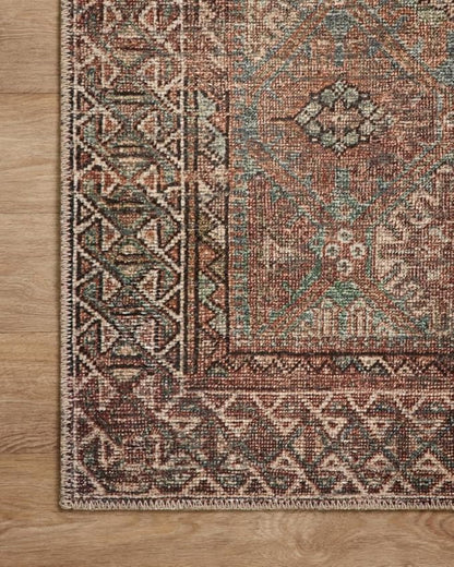 Loloi Amber Lewis Billie Collection, Aqua & Rust 2'-6" x 7'-6" Area Rug – Antique & Distressed Accent Rugs for Living Room, Bedroom, Entryway & Hallway, No Shed High Traffic Area Home Decor Rug