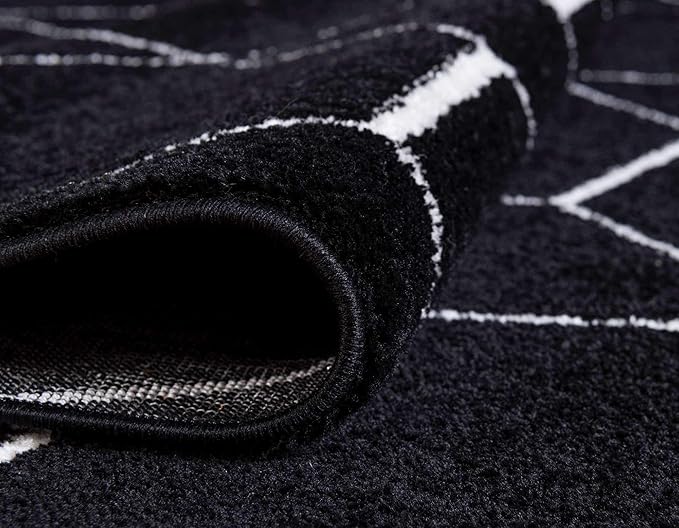 Unique Loom Trellis Frieze Collection Area Rug - Geometric (5' 1" x 8', Black/ Ivory)