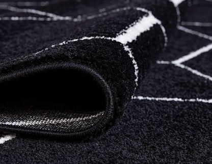 Unique Loom Trellis Frieze Collection Area Rug - Geometric (2' x 8' 8" Runner, Black/ Ivory)