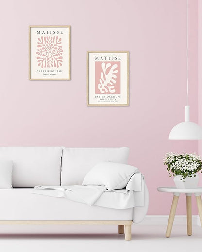 HesenDot Unframed Pink Wall Art Set of 3,12x16in Matisse Canvas Prints,Abstract Botanical Wall Decor Posters,Minimalist Modern Home Decoration for Living Room Bedroom Office